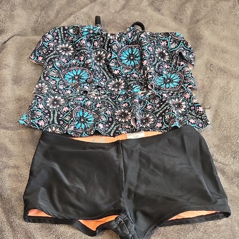 Wonder Nation Black and Blue Kids Swim Bikini
